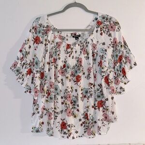 A.n.a Petite Floral Off the Shoulder Top Blouse Petite Large